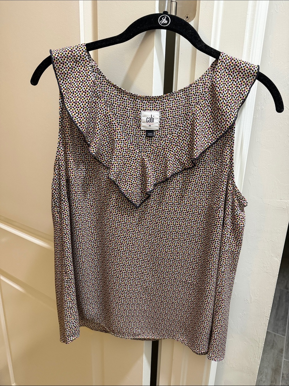 CAbi Stellar Sleeveless Ruffle Neck Blouse